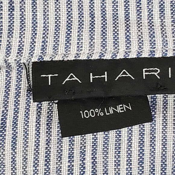 Tahari Dress Women's Plus Size 1X Blue Striped Linen Resort Lagenlook SS New - Picture 7 of 11